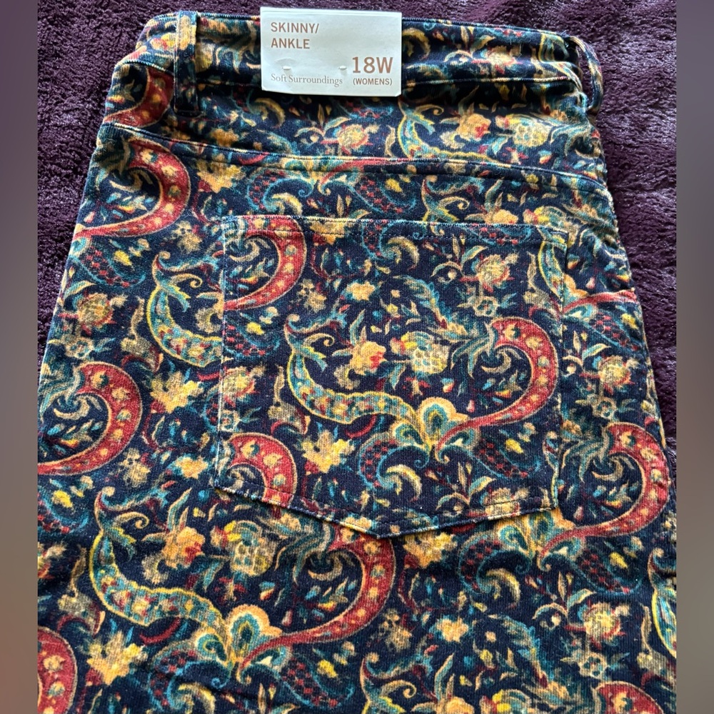 Soft Surroundings Multicolor Paisley Corduroy Pants - 18W